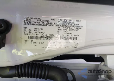 2015 Ford Focus Se из США, поврежденный, VIN 1FADP3K21FL307090